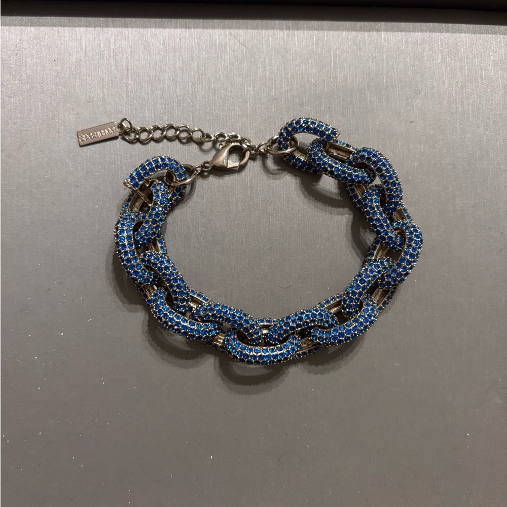 BaubleBar Blue and Silver Chain-Link Bracelet